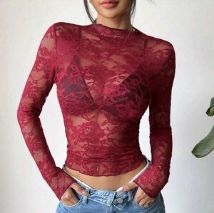 Burgundy Lace Top